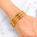Royal Triple Lined 22k Gold Meenakari Screw Bangle