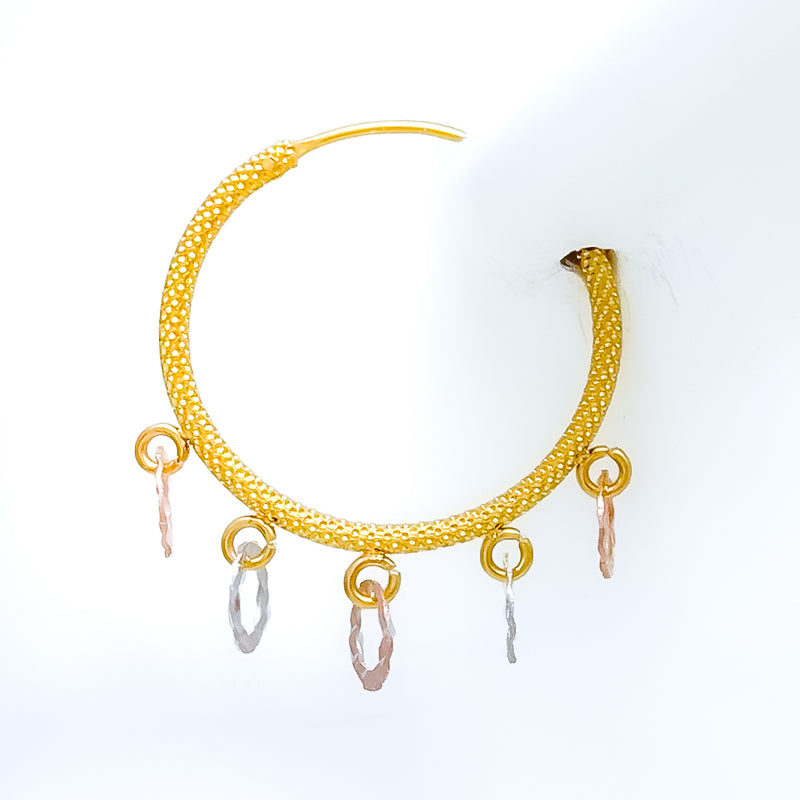 Unique Hanging Halo 22K Gold Hoop Earrings 