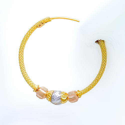 Delightful Colored 22K Gold Bali Earrings 
