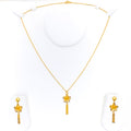 Charming 22K Gold Floral Pendant Set 