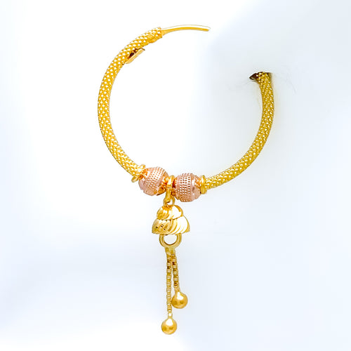 Elegant Chandelier 22K Gold Hoop Earrings 