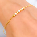 Delicate Disco Orb 22k Gold Flexi Bangle Bracelet W/Pearl