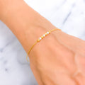 Delicate Disco Orb 22k Gold Flexi Bangle Bracelet W/Pearl