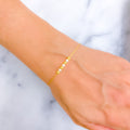 Lovely Shimmering Orb 22k Gold Flexi Bangle Bracelet W/Pearl 