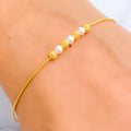 Lovely Shimmering Orb 22k Gold Flexi Bangle Bracelet W/Pearl 