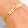 Attractive bold 22k Gold Flexi Bangle Bracelet W/Pearl 
