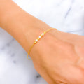 Sparkling Striped 22k Gold Flexi Bangle Bracelet W/Pearl 