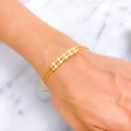 Shimmering Dual Lined 22k Gold Flexi Bangle Bracelet W/Pearl