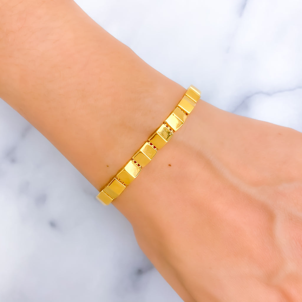 Triangular Gold Bracelets Reflective Triangular Dome 21k Gold Bracelet – Andaaz Jewelers