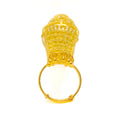 Elongated Striped Flower 22k Overall Gold Finger Ring 