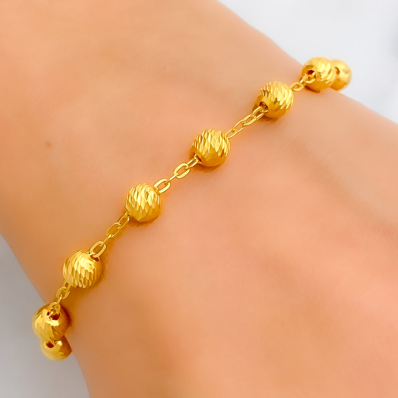 Beautiful Radiant Striped Orb 21k Gold Bracelet 