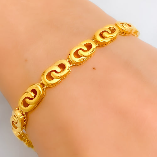 Sophisticated Smooth Curved 21k Gold Bracelet 
