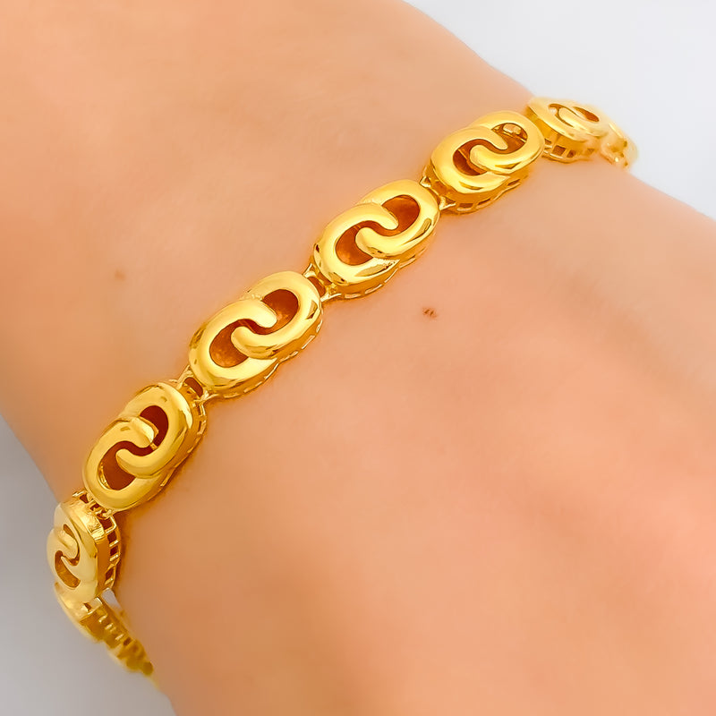 Sophisticated Smooth Curved 21k Gold Bracelet 