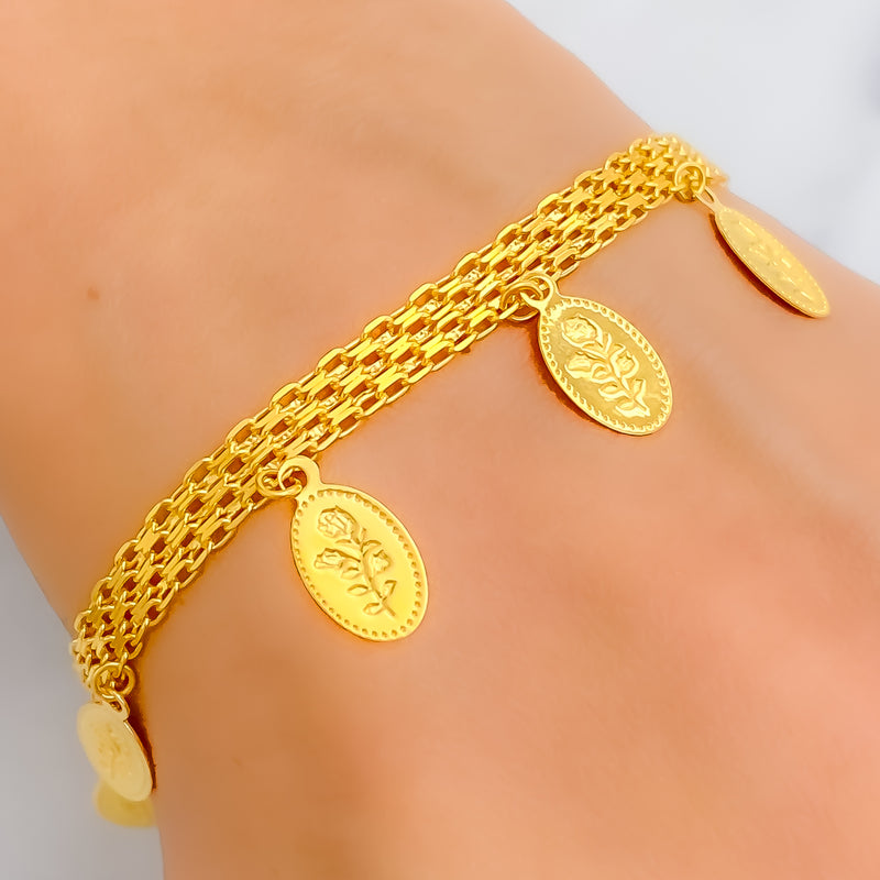 Extravagant Flat Dangling Oval 21k Gold Bracelet 