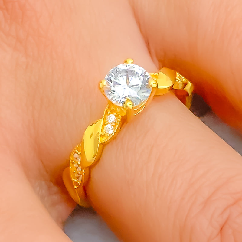Opulent Classy 22k Gold CZ Ring 