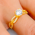 Bold Graceful 22k Gold CZ Ring