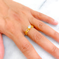 Bold Graceful 22k Gold CZ Ring