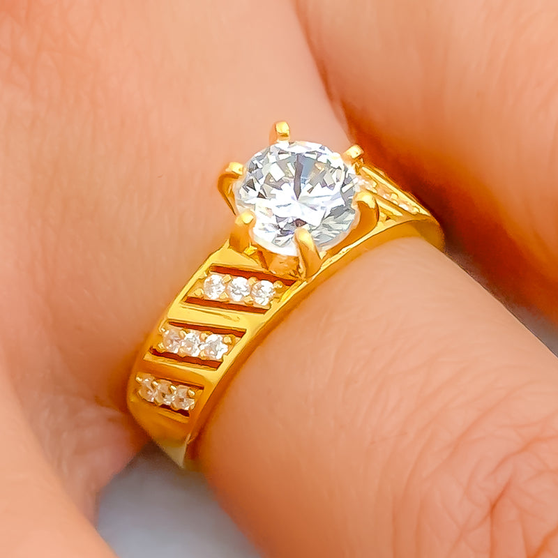Beautiful Radiant 22k Gold CZ Ring 