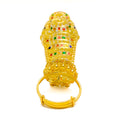 Vibrant Meena 22k Overall Gold Finger Ring 