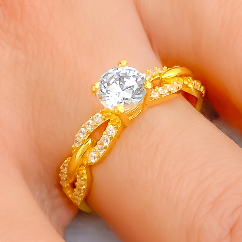 Opulent Glowing 22k Gold CZ Ring