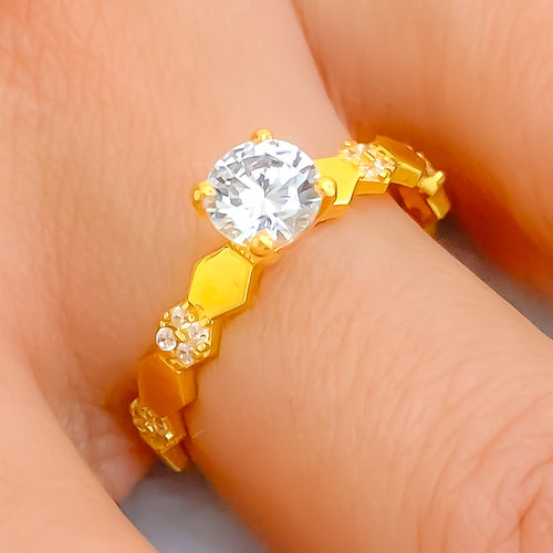 Twinkling Lush 22k Gold CZ Ring 