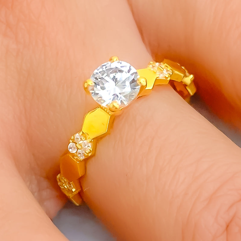 Twinkling Lush 22k Gold CZ Ring 