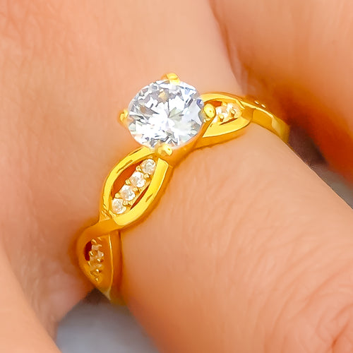 Exquisite Poised 22k Gold CZ Ring 