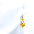 Heart Adorned 22K Gold Hanging Hook Earrings 