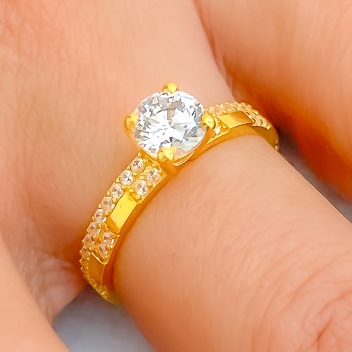 Iconic Lustrous 22k Gold CZ Ring 