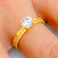 Modern Glamorous 22k Gold CZ Ring 