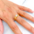 Modern Glamorous 22k Gold CZ Ring 