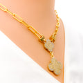 Refined Reversable 5-Piece 21k Gold Clover Necklace Set 
