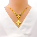 Radiant Reflective 5-Piece 21k Gold Clover Necklace Set 