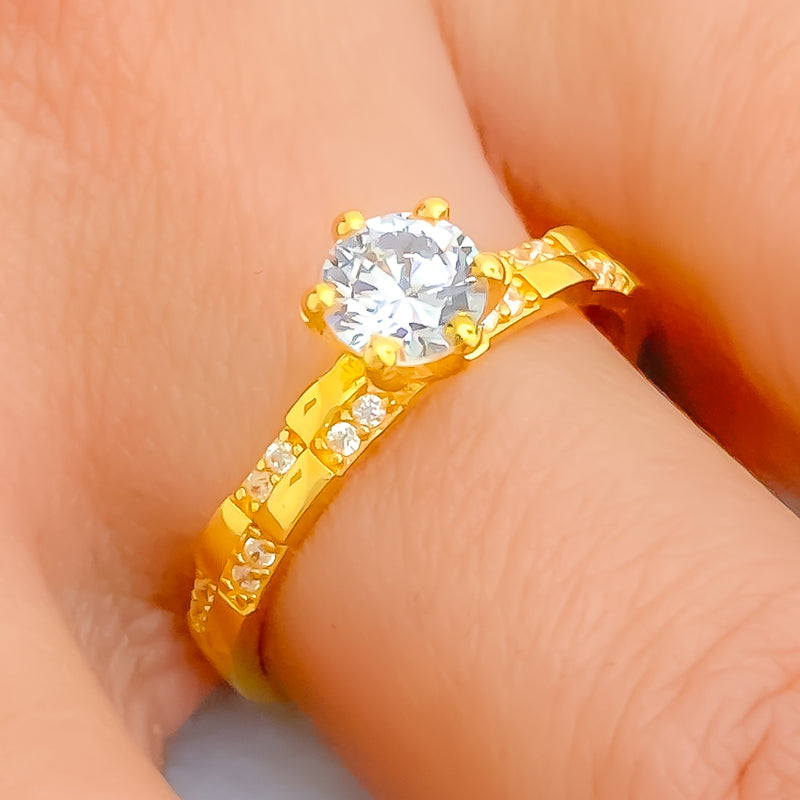 Sparkling Vibrant 22k Gold CZ Ring 