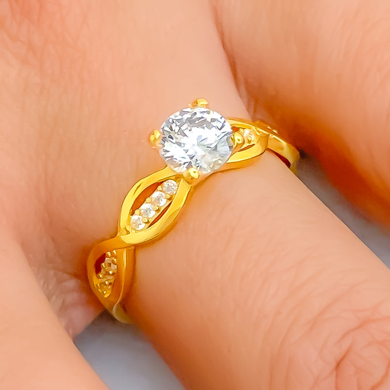 Regal Radiant 22k Gold CZ Ring 