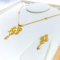 Impressive Luminous Flower 22k Gold Beaded Necklace Set 