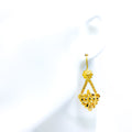 Upscale Leaf Motif 22K Gold Hanging Hook Earrings 