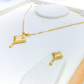 Shimmering Diamond Shaped 22k Gold Necklace Set