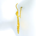 Upscale Leaf Motif 22K Gold Hanging Hook Earrings 