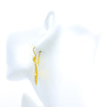 Upscale Leaf Motif 22K Gold Hanging Hook Earrings 