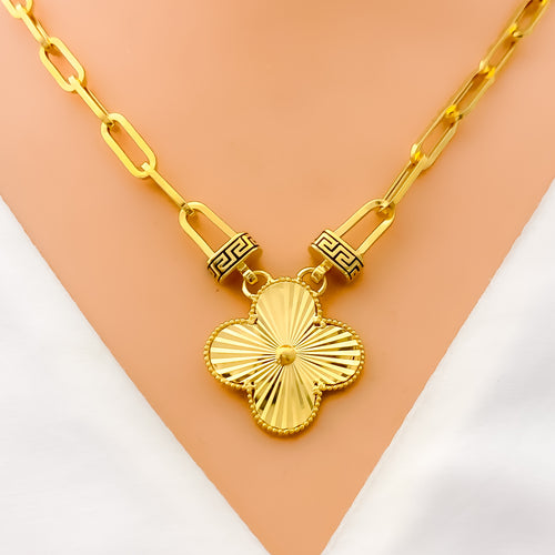 Graceful Delicate 5-Piece 21k Gold Clover Necklace Set