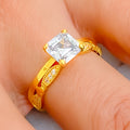 Reflective Rectangular 22k Gold CZ Ring