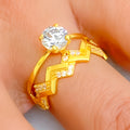 Gleaming Grand 22k Gold CZ Ring 