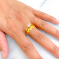 Gleaming Grand 22k Gold CZ Ring 