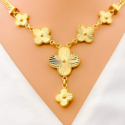Impressive Graduating 5-Piece 21k Gold Clover Necklace Set