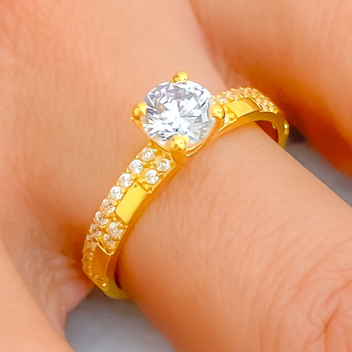 Vibrant Eternal 22k Gold CZ Ring 