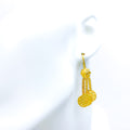 Dangling Floral 22K Gold Hook Earrings 