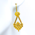 Refined Paisley Accented 22K Gold Hanging Hook Earrings 