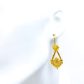 Refined Paisley Accented 22K Gold Hanging Hook Earrings 