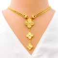 Fancy Triple Clover 5-Piece 21k Gold Necklace Set 